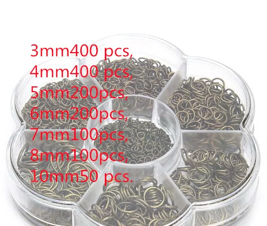 

Jewelry Making box Gold/Silver 3-10mm Closed circle Chain Beads Set for DIY Beading Bracelet Necklace Earrings fg4s