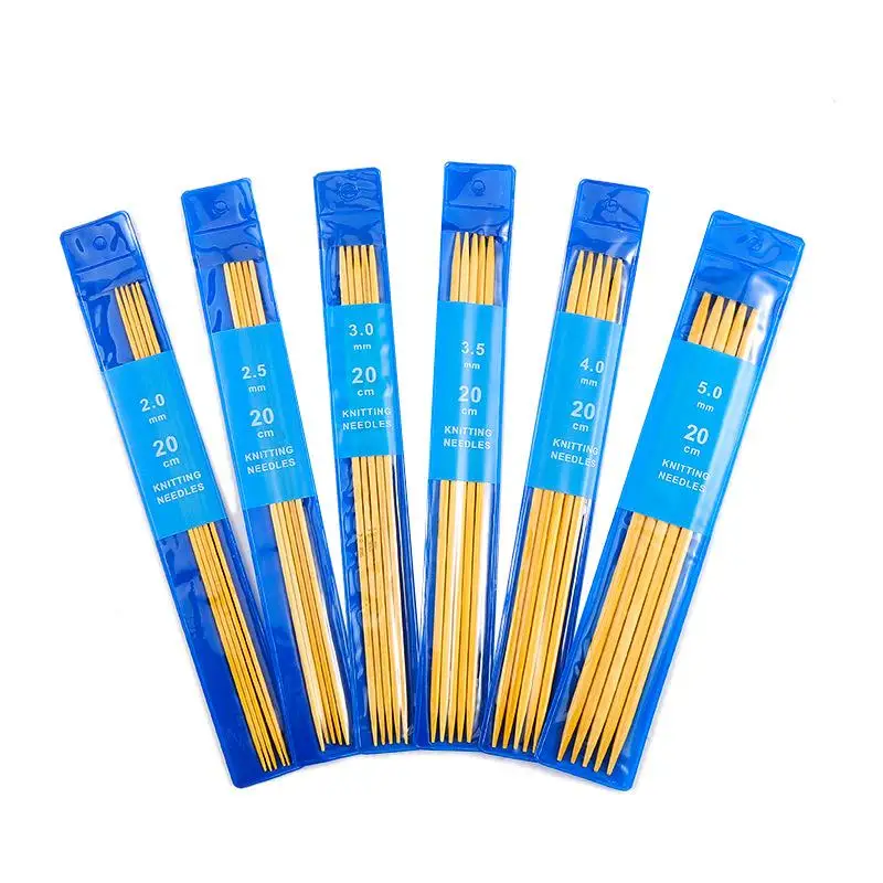 

5Pcs/Set 20cm Straight Knitting Needles Double Pointed Bamboo Crochet Hook DIY Sweater Socks Weave Knitting Tools Size 2-5mm