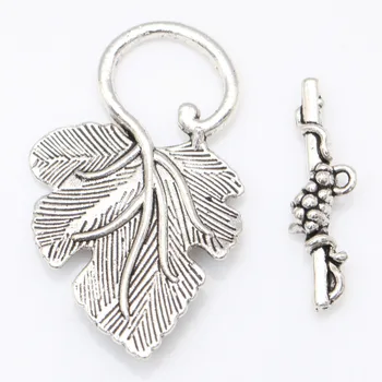 

10 Sets Connectors Grapes Clasps Grape Leaf Toggle Clasps Hooks for Jewelry Making Tibetan Silver color OT Clasps Hooks