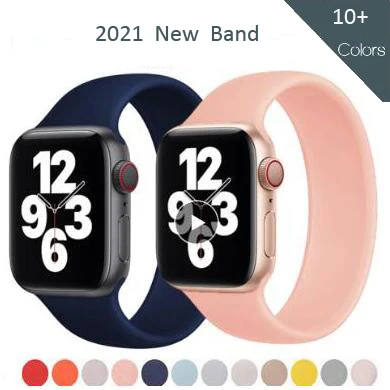 Ремешок резиновый эластичный для Apple watch силиконовый браслет соло часов iWatch series 6