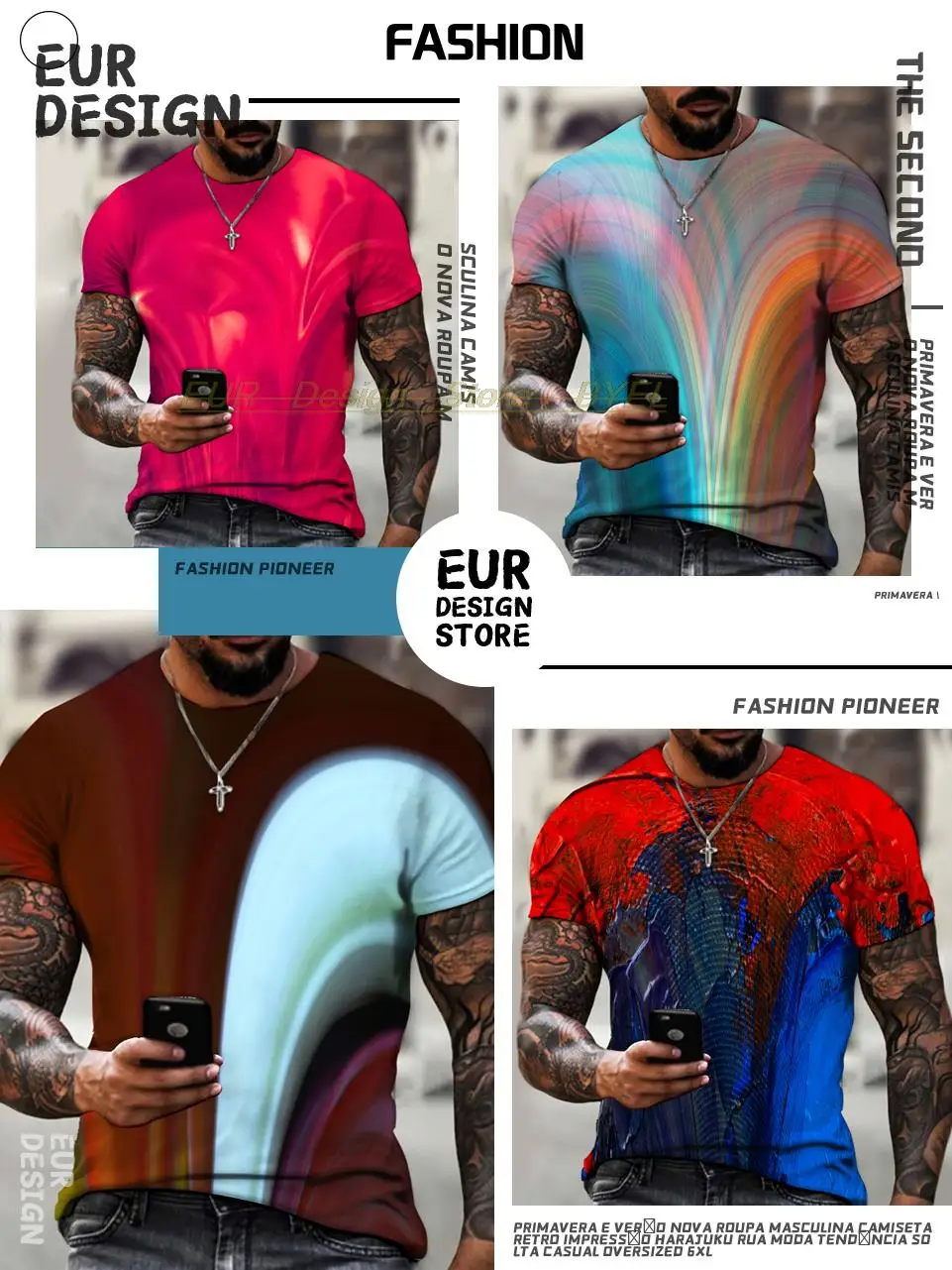2022 Summer New Fashion Trend Street Men's Clothing, 3d Printing Abstract Art, Street Hip-hop Style Loose Casual Short Sleeves