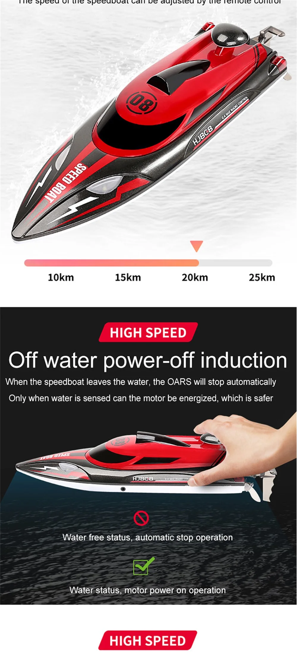 2021New 808 Rc Boat 2.4G Remote Control speedboat Rechargeable Waterproof Cover Design Anti-collision Protection wltoys rc boat