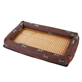 

Pet Cooling Sleeping Mat, Bamboo Dog Puppy Cooling Pad Bed for Summer(brown)