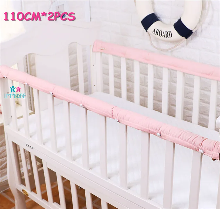 Pink 110cm 2 шт./компл. хлопковая Накладка для детской кроватки детские Ночники Защитная утолщенной бар анти-столкновения барьер крышка для защиты здоровья ленты 5 видов цветов - Цвет: Pink 110cm