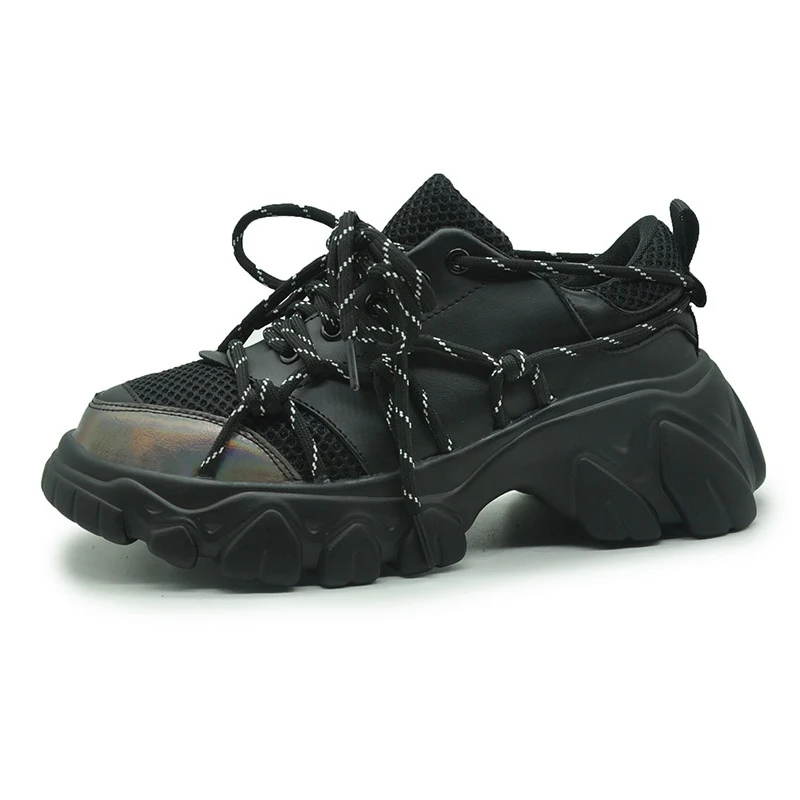 Spring Autumn Women Lace Up Casual Chunky Shoes Comfortable Platform Shoes Woman Sneakers Ladies Trainers Chaussure Femme