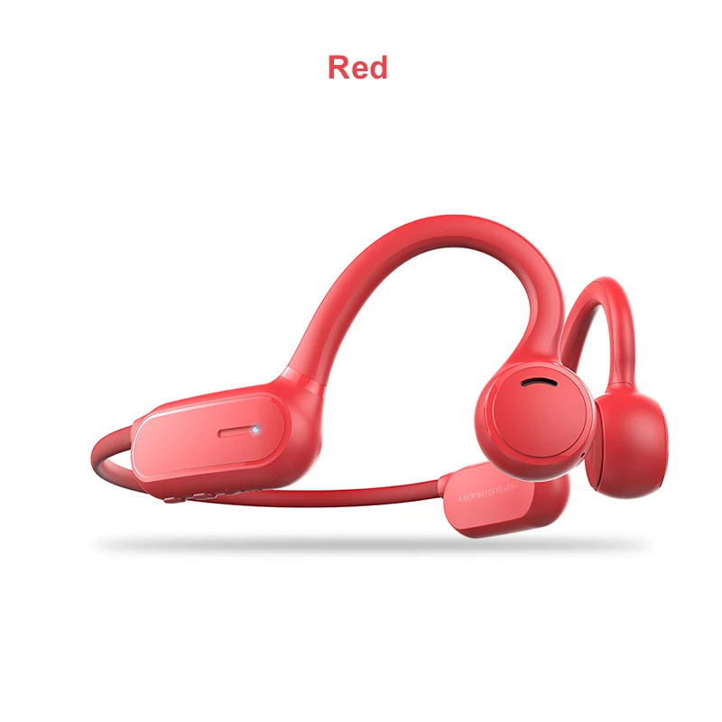 Red Оригинальные наушники Bluetooth 5,0, наушники с костной проводимостью, Беспроводные спортивные водонепроницаемые наушники, гарнитуры с громкой связью - Color: Red