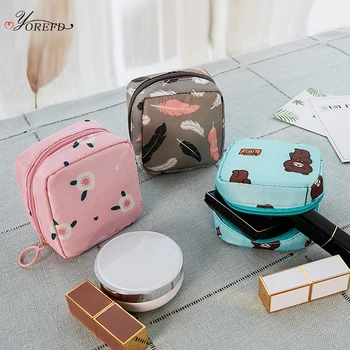 

OYOREFD Portable Mini Cartoon Makeup Bag Waterproof Tampon Storage Bag Makeup Lipstick Key Earphone Data Cables Organizer