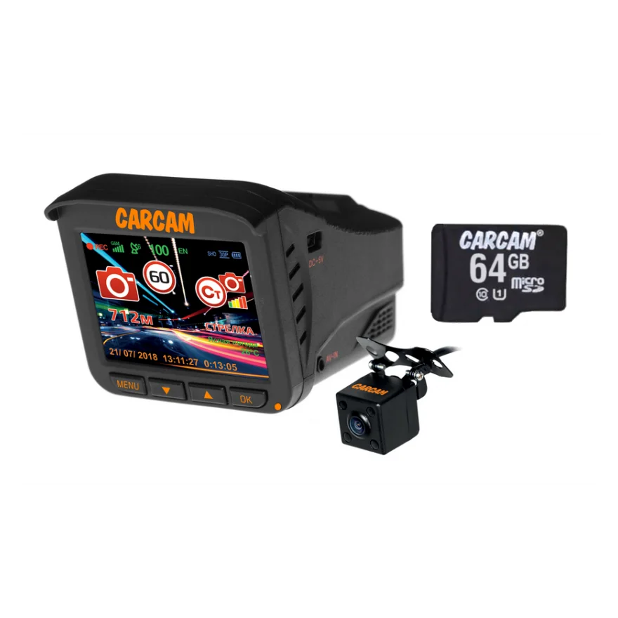 Автомобильный видеорегистратор с радар-детектором 5 в 1 CARCAM COMBO 5S 64GB