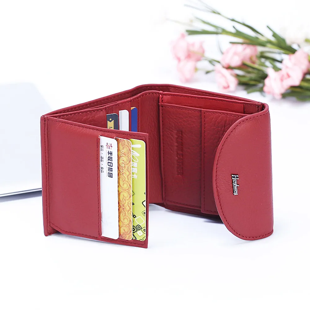 

HH 2019 New Mini Cow Genuine Leather Women Wallets Ladies Small Wallet Coin Purses ID Card Holder Designer Slim Purse Money Bag