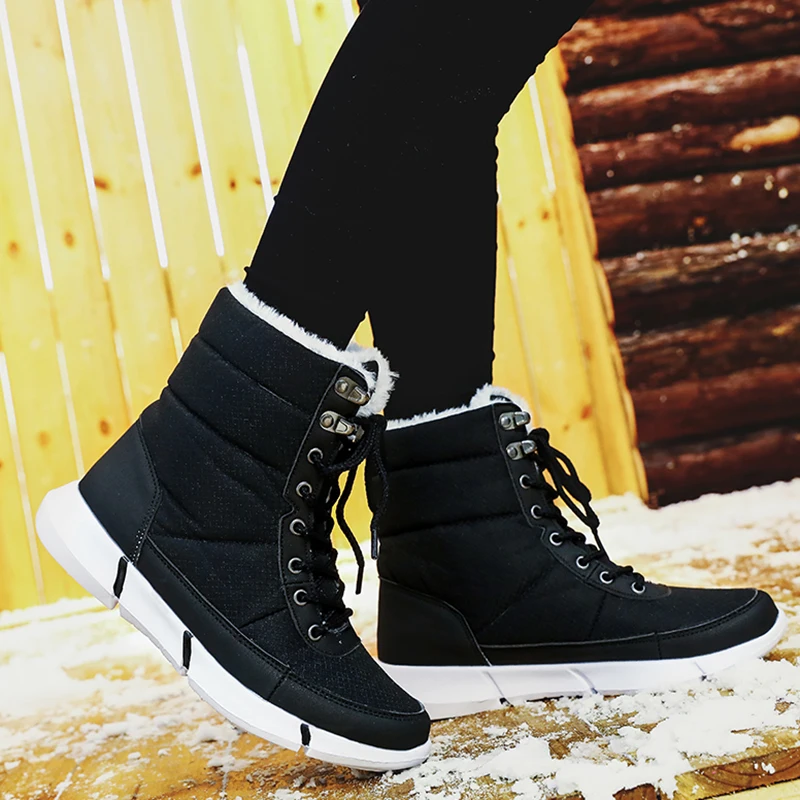 Водонепроницаемые мужские ботинки зимние с мехом супер теплые зимние ботинки мужская зимняя повседневная обувь унисекс кроссовки высокие резиновые ботильоны