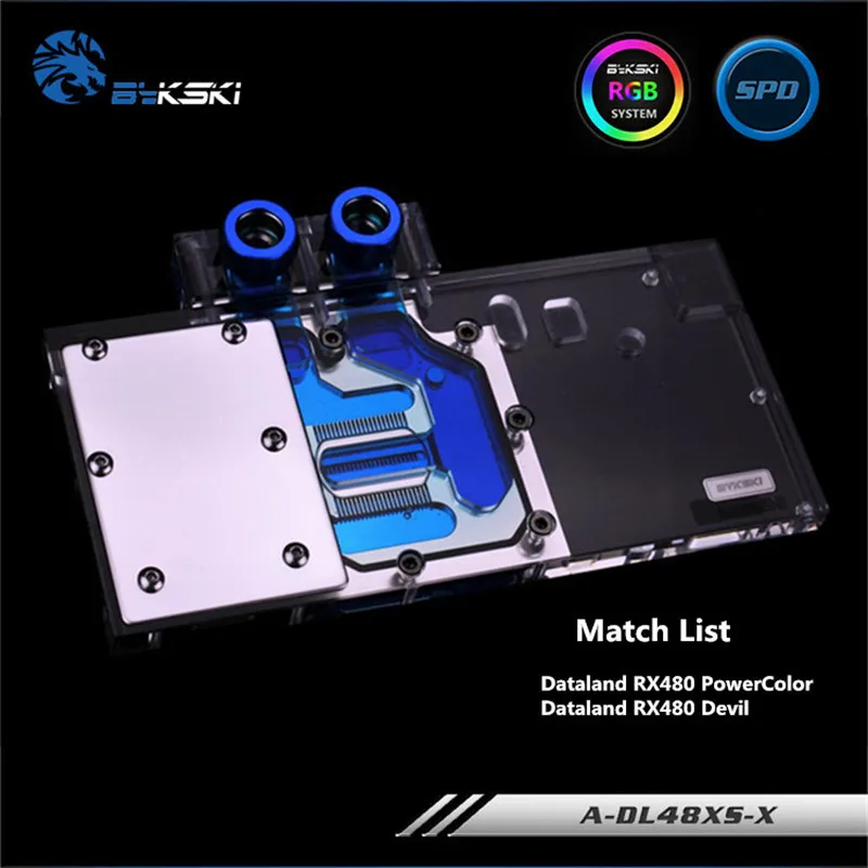 Bykski Full Coverage GPU Water Block For Dataland PowerColor Devil RX480 RX470 RX580 Graphics Card A-DL48XS-X | Компьютеры и офис
