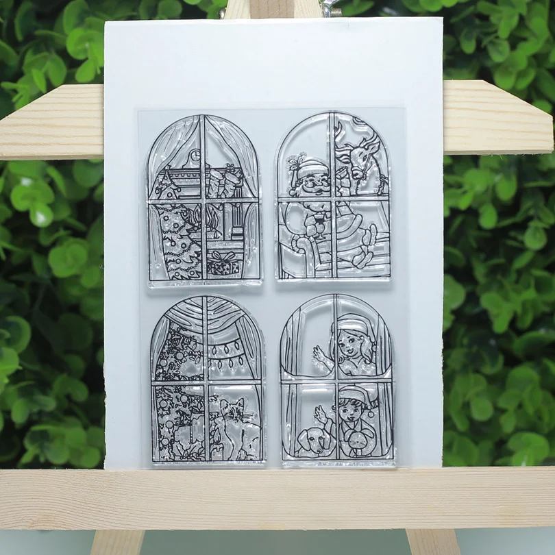 

Christmas window view transparent clear stamp for Scrapbooking/Card Making/Stamp set stationery Birthday fun Decoration Supply