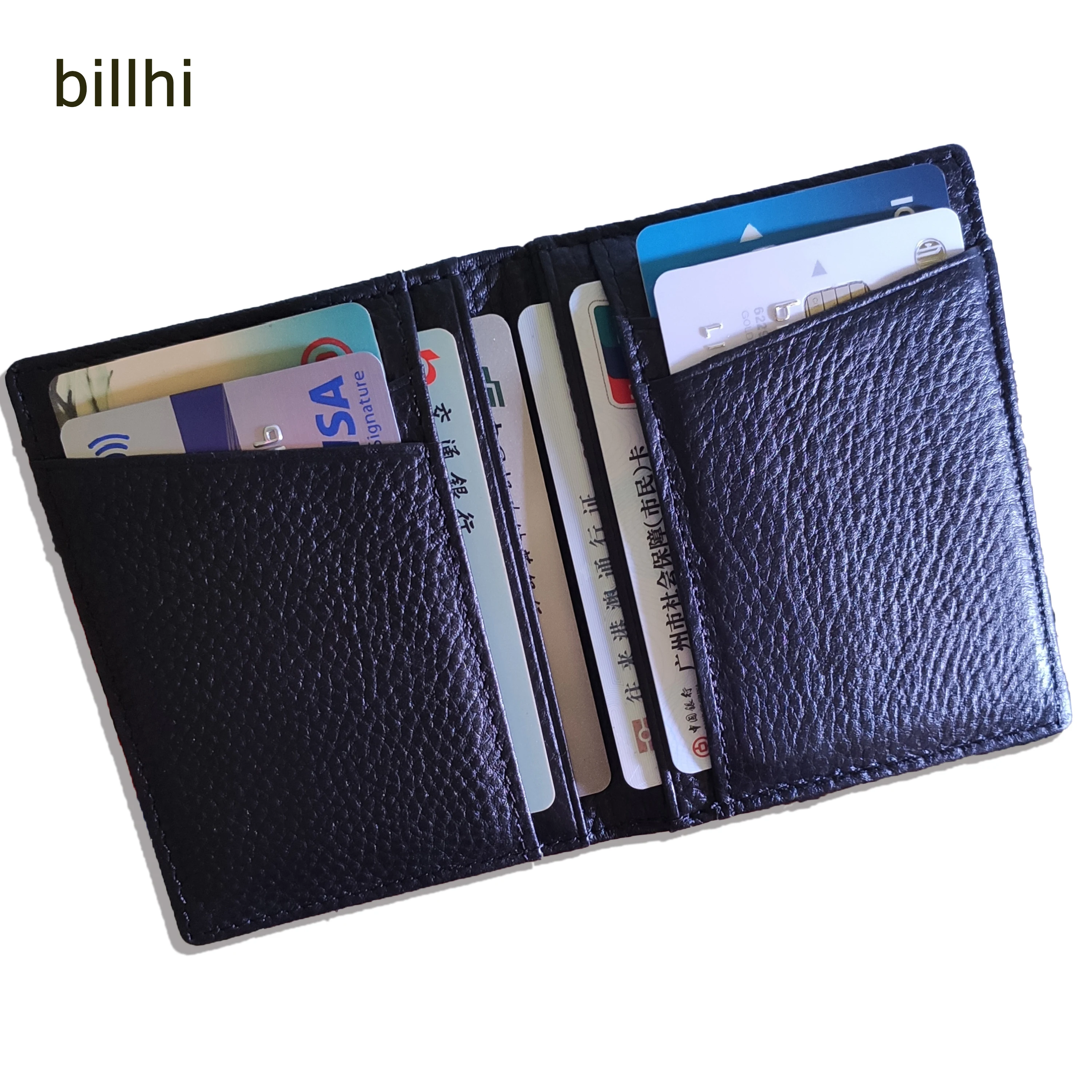 

Super Slim Mini Credit Wallet Passport Cover ID Genuine Top Cow Leather RFID Thin Card Holder