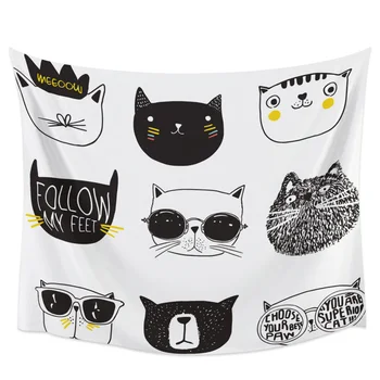 

Cute Pet Cat Head Cartoon Wall Decor Tapestry Coverlet Bedding Curtain Towel Scarf Throw Sheet Hypoallergenic Window Curtain