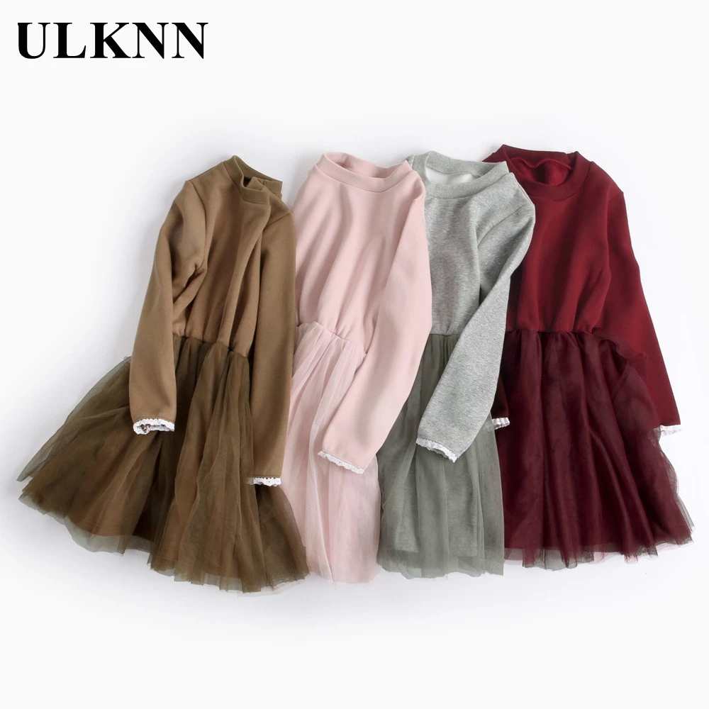 

Children's Autumn Skirts Warm Winter Cotton Girls Velvet Dress Lace Princess Clothes Thick Baby Clothing Kids Solid Color Dress
