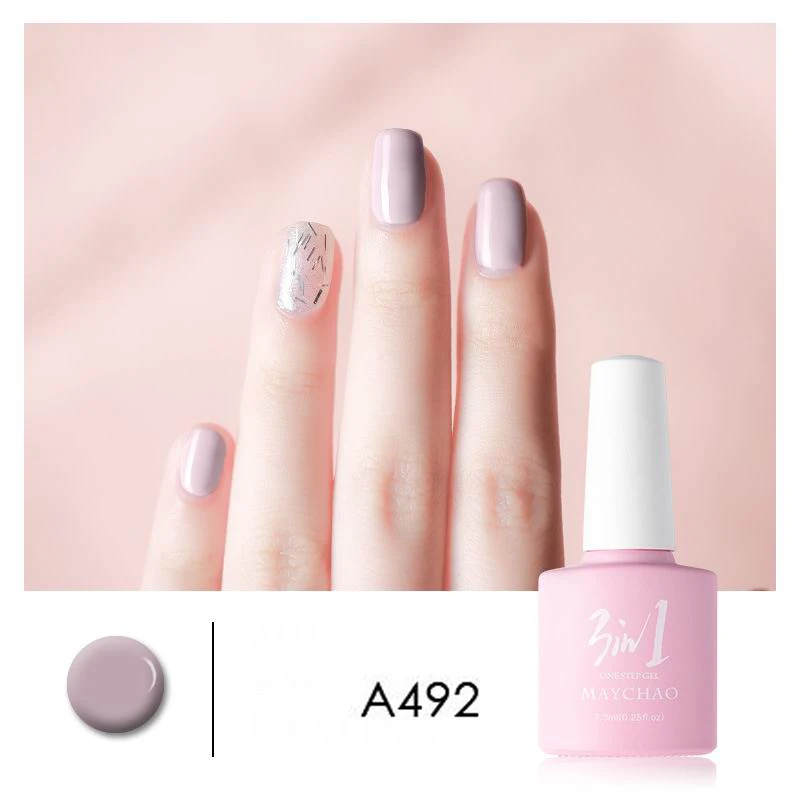 A492 MAYCHAO 36colors 3 in 1 Gel Nail Polish UV LED Gel Varnish Soak Off Nail Lacquer For Autumn Winter Long-lasting - Цвет: A492