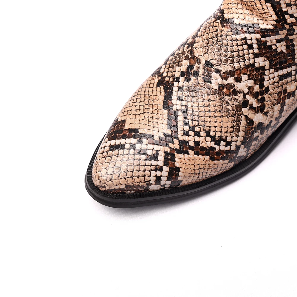 Г., новые зимние ботинки «Челси» женская обувь эластичные ботильоны со змеиным принтом обувь на платформе с острым носком, botas mujer chaussures femme, 33