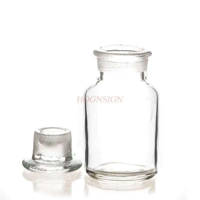 Wide mouth bottle transparent 125ml lead-free sealed glass instrument frosted glass bottle for chemical experiment
