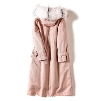 

Real Fur Coat Women Rabbit Fur Jacket Korean Winter Coat Women Long Real Fur Parka Hooded Abrigo Mujer 865020 YY1427