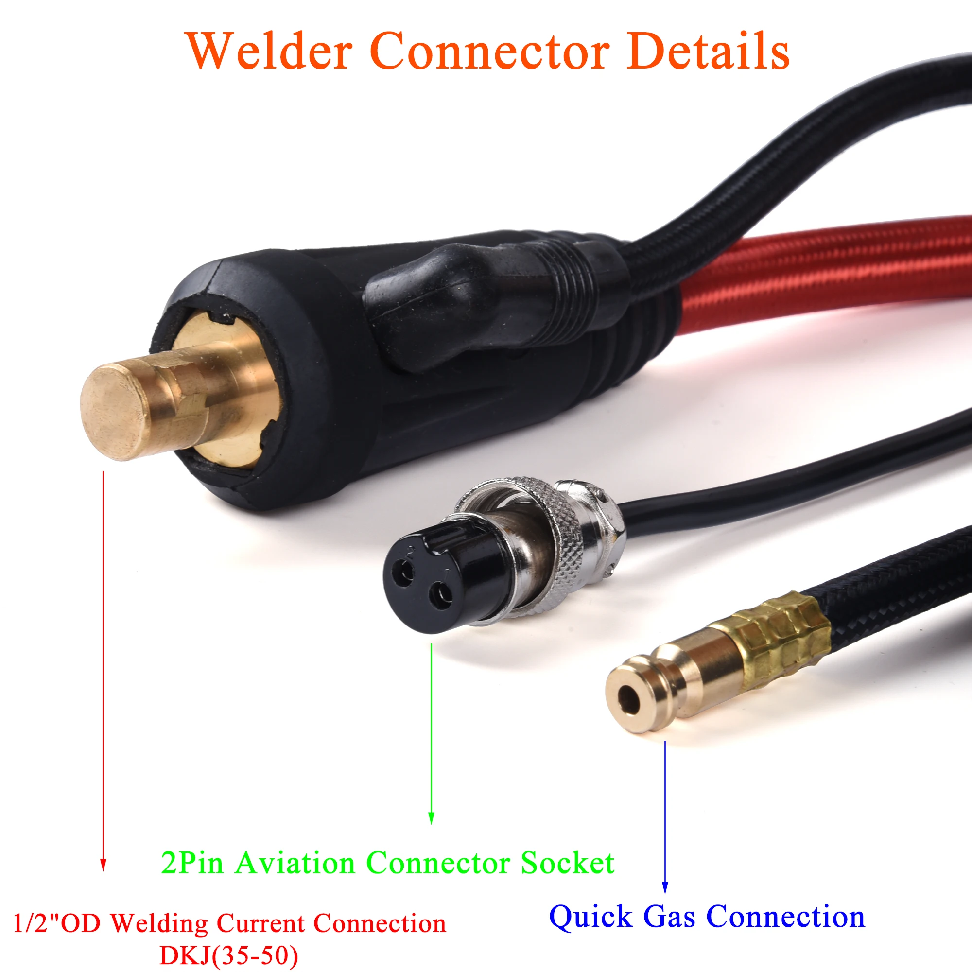 US $52.95 Wp26 Wp26fv Wp26f Tig Welding Torch Gas Electric Integrated Rubber Red Hose 4m 35 50 Euro Connector 13ft Air Cooled