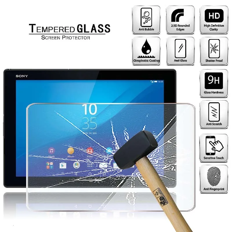 

Tablet Tempered Glass Screen Protector Cover for Sony Xperia Z4 LTE 10.1" Full Coverage Anti-Scratch Explosion-Proof Screen