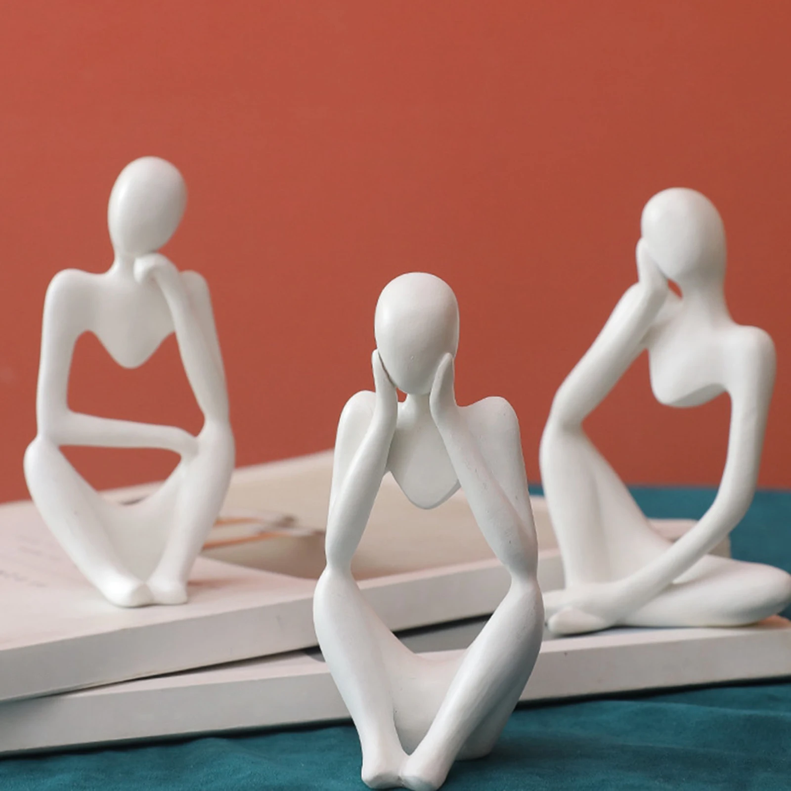 Thinker Sculpture Creative Figurine Home Sandstone Shelf Modern Statues