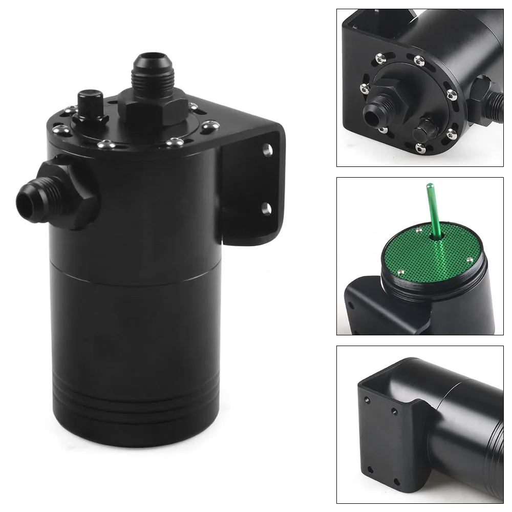 

600ML Aluminum Baffled Car Oil Catch Can Tank Separator Reservoir Oil Catch Tank With AN10 Adapters