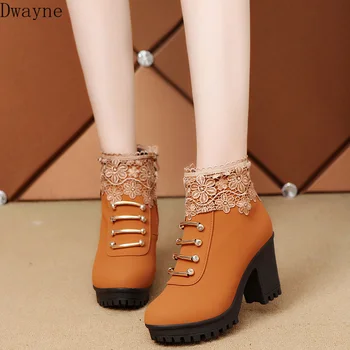 

Autumn and winter new high-heeled women's boots wild short boots 2019 thick with net red Martin boots women