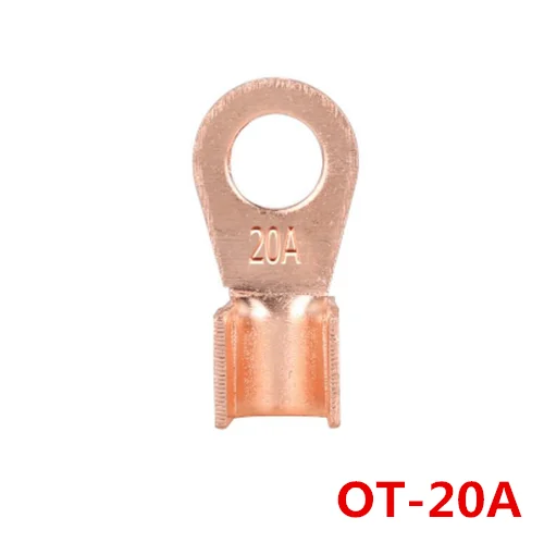 10Pcs 20A Copper Battery Cable Connector Terminal Crimping 1.5-6mm2 Wire OT-20A
10Pcs 20A Copper Battery Cable Connector Terminal Crimping 1.5-6mm2 Wire OT-20A