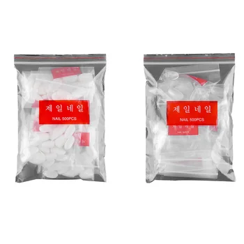 

500pcs Short Oval Fake Fingernails Natural Transparent Full Cover Fake False Nail Art Tips Accessory