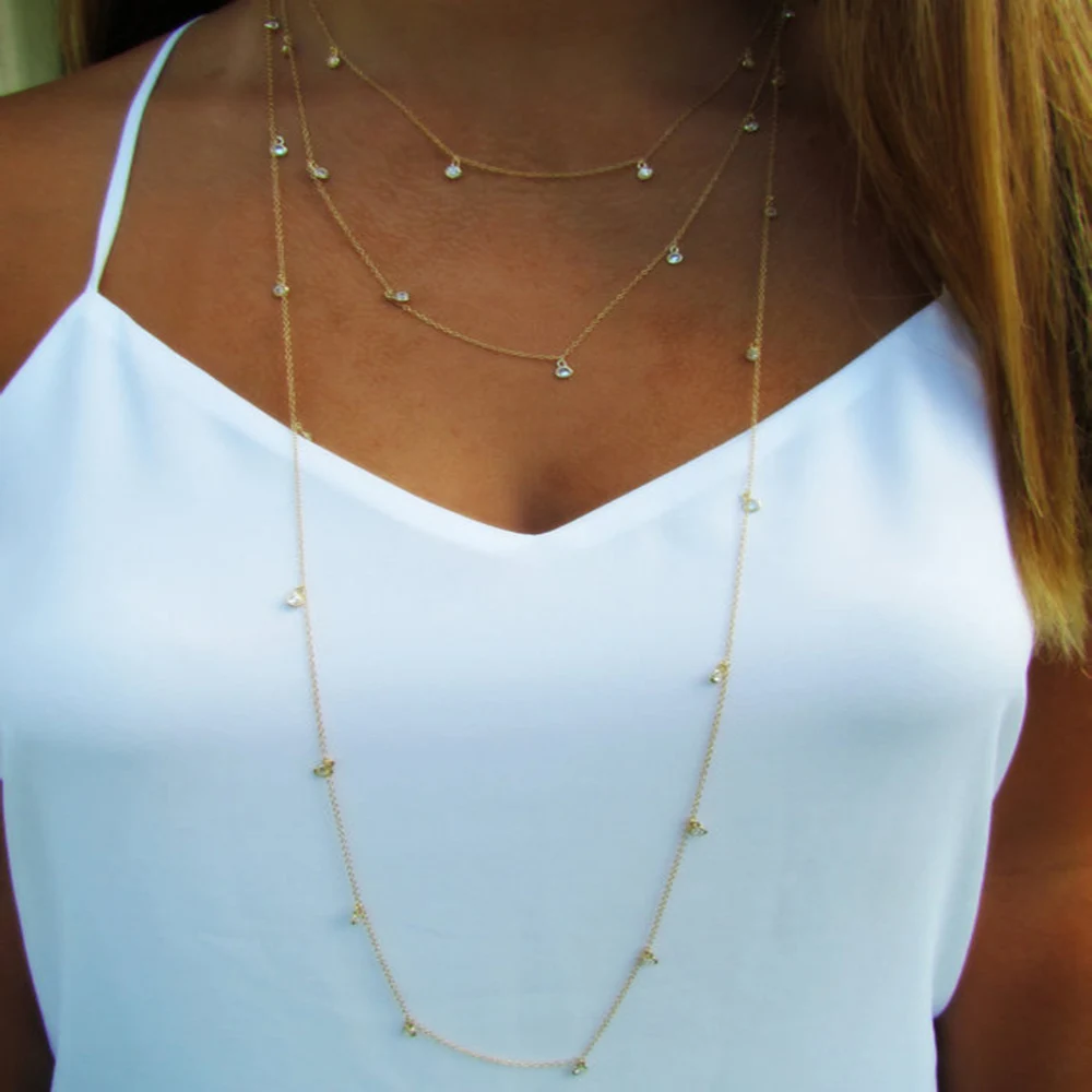 

Designer original exquisite rhinestone tassel necklace and pendant 2019 long necklace gold and silver simple fashion jewelry