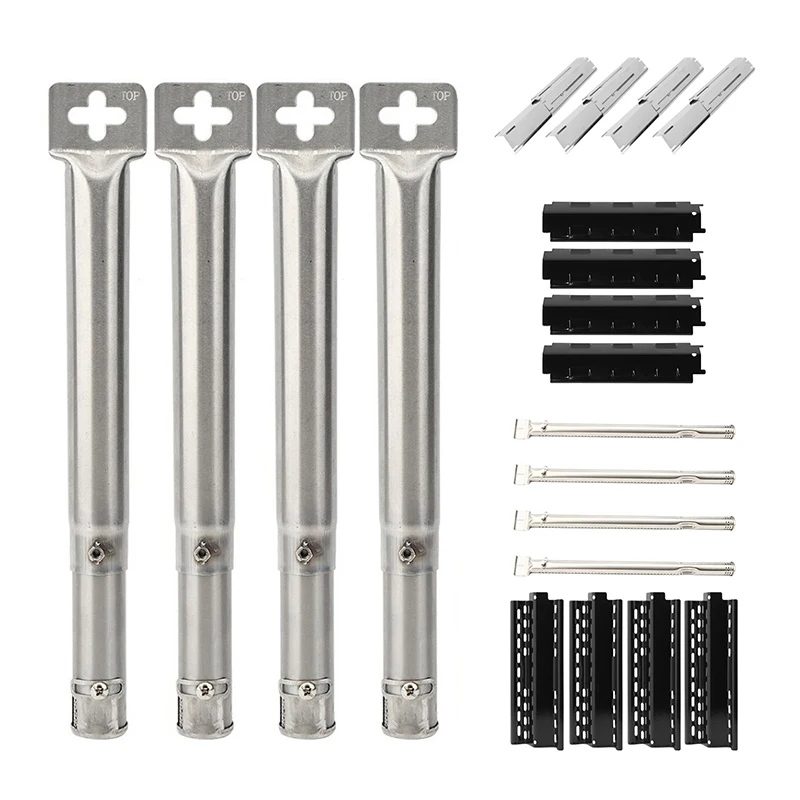 4pcs Universal BBQ Straight Pipe Barbecue Grill Tube Burners Stainless Steel Gas Grill Parts Replacement Outdoor Picnic Grilling