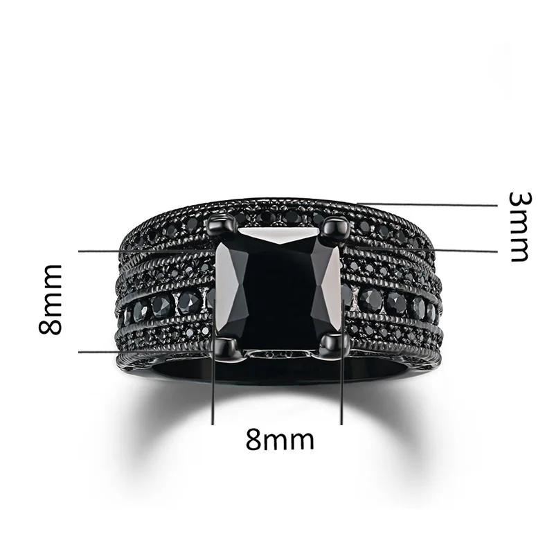 Carofeez Black Engagement Wedding Couples Ring Womens Zircon Rings Set Mens Rings Lover Valentine's Day gift wedding rings engagement rings zircon rings couple rings