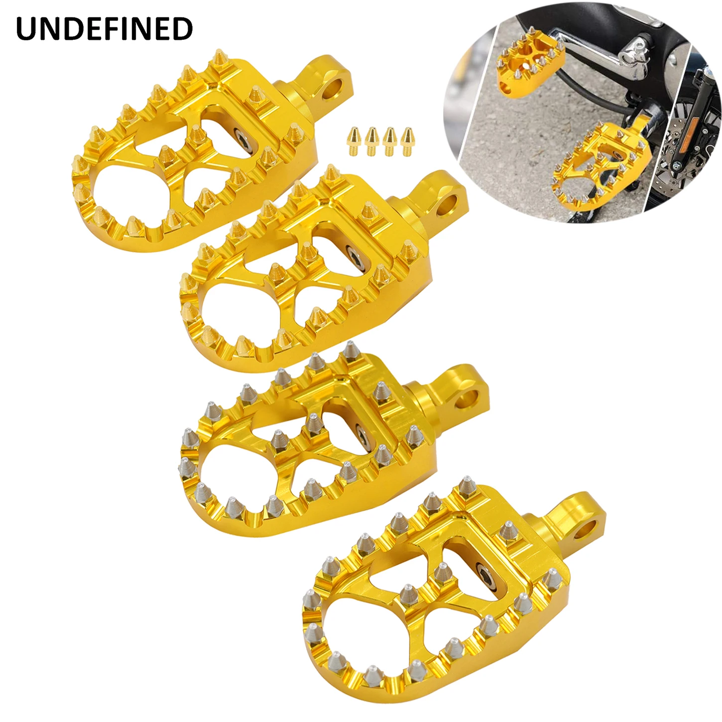 

Wide Foot Pegs Golden MX Offroad Footpegs Chopper Bobber Footrest for Harley Dyna Fatboy Sportster 883 Softail StreetBob Touring