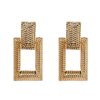 

CH-665 Fashion Geometric Earring For Women Gold Color Meatal Jewelry Exaggeration Punk Big Long Rectangle Statement Earring