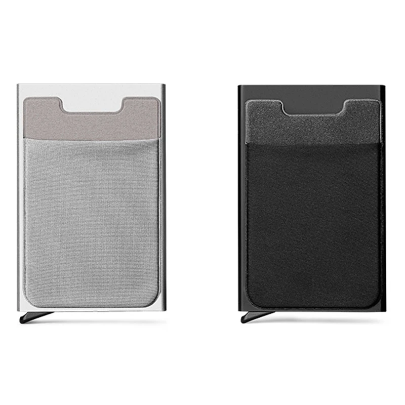 Aluminum Wallet With Elasticity Back Pouch ID Credit Card Holder RFID Mini Slim Wallet Automatic Credit Card Case