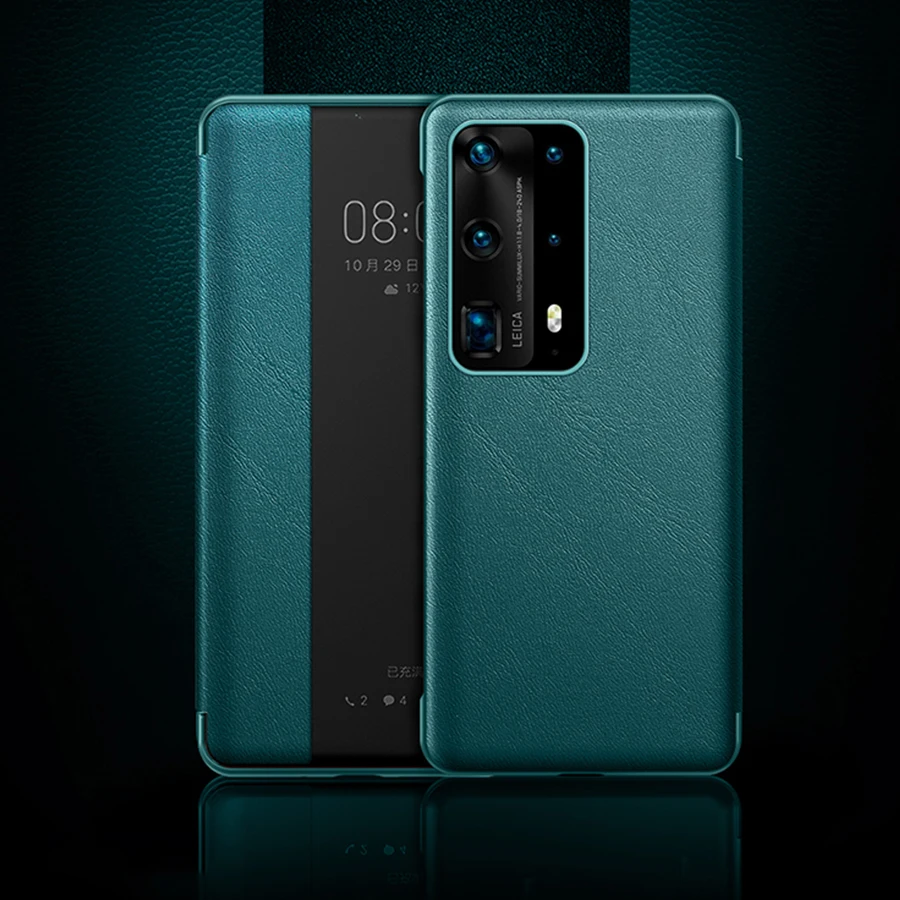 Luxury Genuine Leather Flip Case for Huawei Mate 30 P40 P30 Pro Mate30 Mate30pro 5G Pro+ Smart Touch View Window Phone Cover | Мобильные