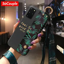 Enhanced Phone Holder Case with Wrist Strap and Lanyard - SoCouple for S21 Ultra (SK3-31WDMoLvLeafFGW)