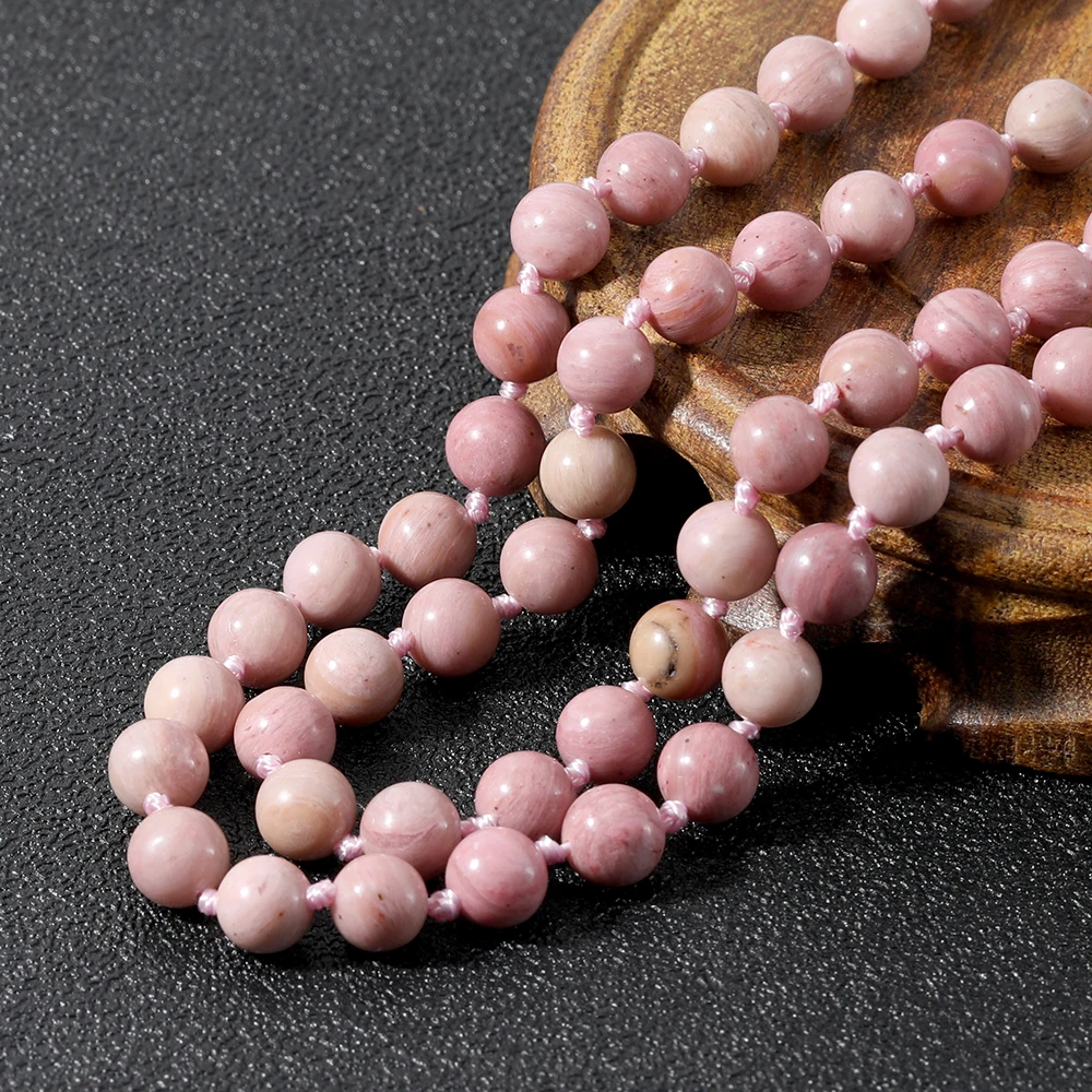 collana con 108 mala set rosario , pietra di lava da 8 mm, gioielli con perline naturale e ciondolo, per preghiera e meditazione - , artigianato e cucito