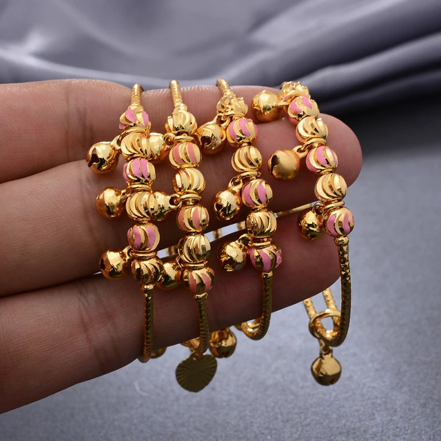 France Baby Gold Color Bangles Female Zircon Stone Micro Inlay Bracelets  For Girls Boys Bangles 4-10 Years Old Girls Gifts - Bangles - AliExpress
