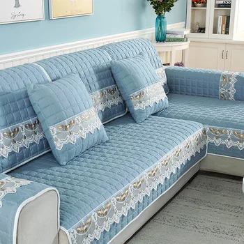 

Solid Color Fabric Sofa Cover Cotton Stripe Armrest Towel Universal Non-Slip Couch Cushion Four Seasons Protector 1 Piece