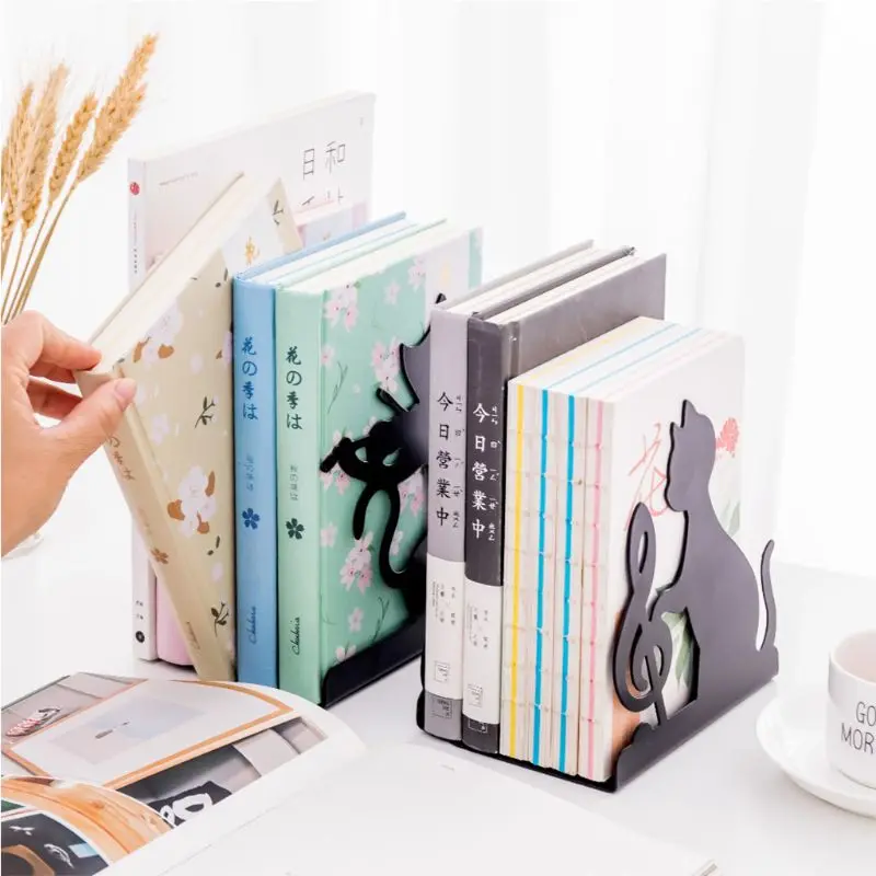 

Metal Bookshelf Bookends Book Support Stand Desk Organizer Storage Holder DXAC