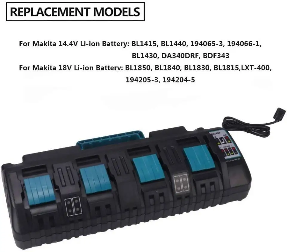Для Makita DC18SF BL1430 BL1830 14,4 V 18V литий-ионный аккумулятор быстрое зарядное устройство оптимальной 4-Порты и разъёмы 3A зарядный ток никель-металл-запасное зарядное устройство