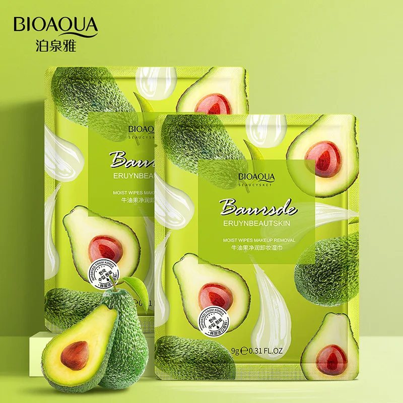 

BIOAOUA Pieces of Disposable Makeup Removal Wipes avocado Wipes Mild Formula Clean Makeup Removal 20Pcs