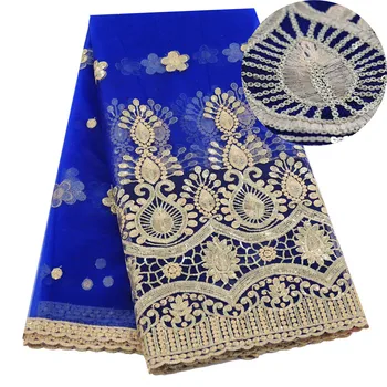 

African Blue Lace Fabrics 2020 High Quality 5 Yards French Tulle Lace Fabric Nigerian Lace Fabric For Dress Party Dress
