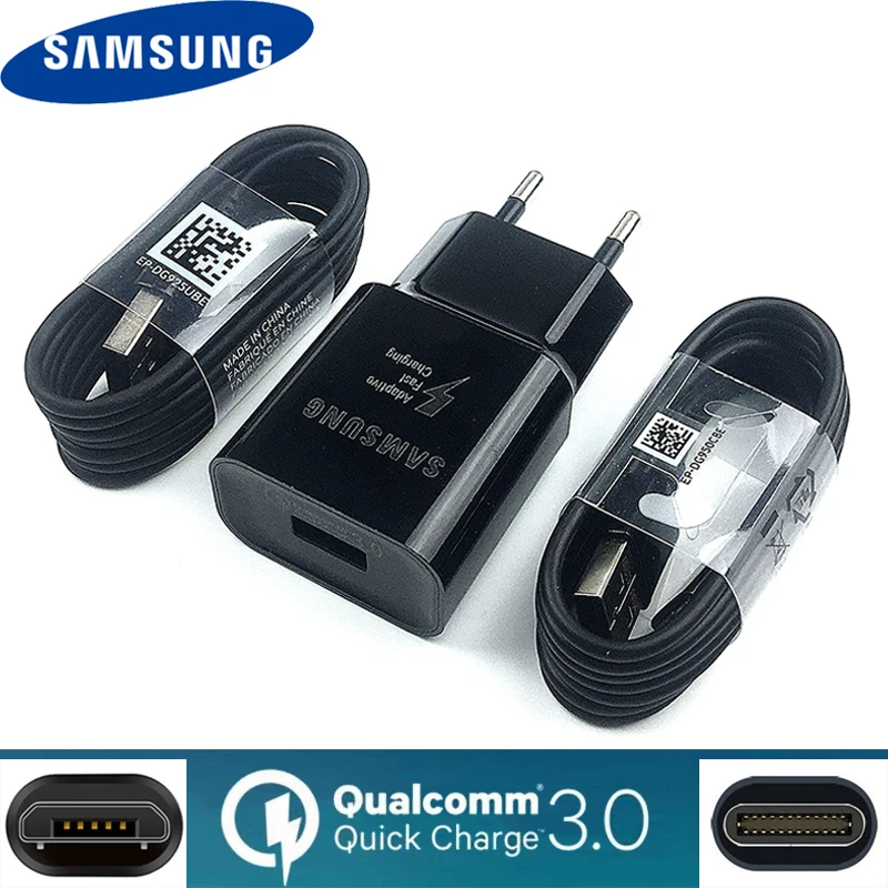 Оригинальное быстрое зарядное устройство Samsung QC 3 0 зарядный адаптер USB кабель для