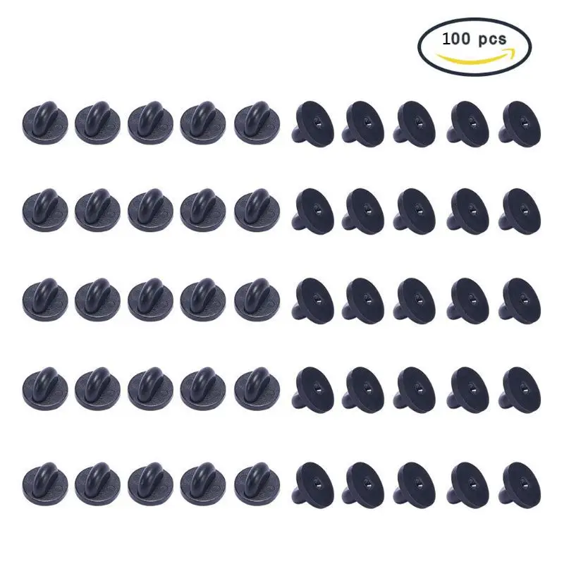 100Pcs Black PVC Rubber Brooch Pin Backs Comfort Fit Tie Tack Lapel Backing Holder Clasps Jewelry Findings | Украшения и