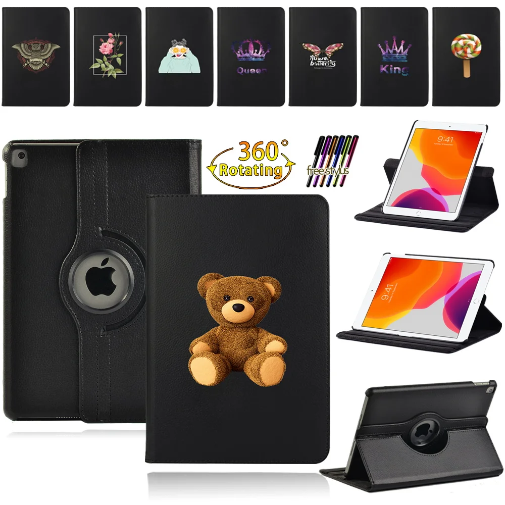 

360 Rotating Bracket Flip Stand Leather Case for Apple Ipad Mini 4/5/ipad 2/3/4/IPad 5/6/7/8th Tablet Cover Case + Pen
