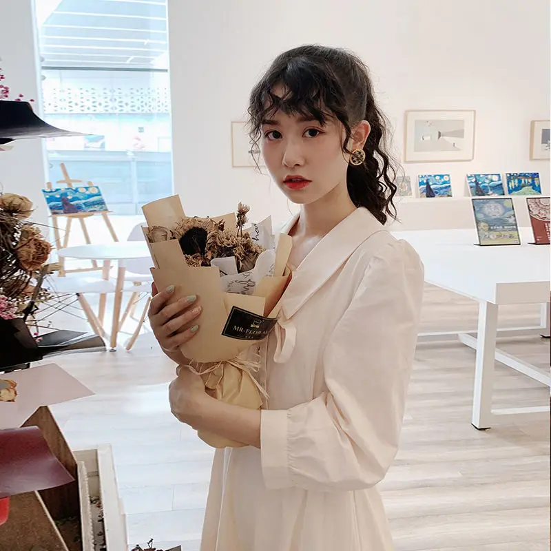 Женское платье с матросским воротником и бантом винтажное феи оранжевого