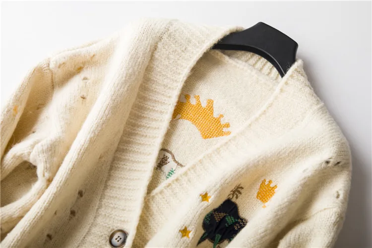 Women Chic Cartoon Embroidery Sweater Details